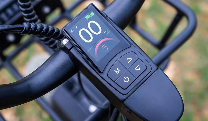 La photo montre l'écran du vélo électrique Fiido.