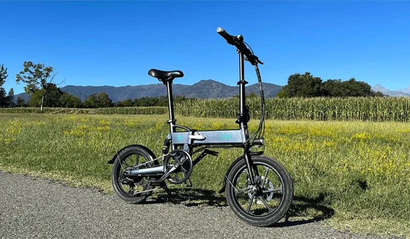 Les vélos électriques Fiido D2S sont placés sur le bord de la route