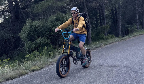 Patxi Usobiaga roule sur le vélo électrique à gros pneus Fiido M1 Pro sur la route